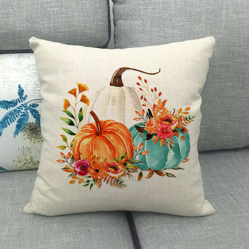 Painted pumpkin linen pillowcase - SKY SUPPLYIFY 