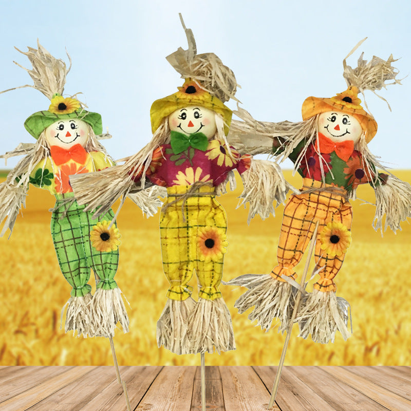 Standing Pumpkin Ornament – Scary Rural Halloween Scarecrow Decoration - SKY SUPPLYIFY 