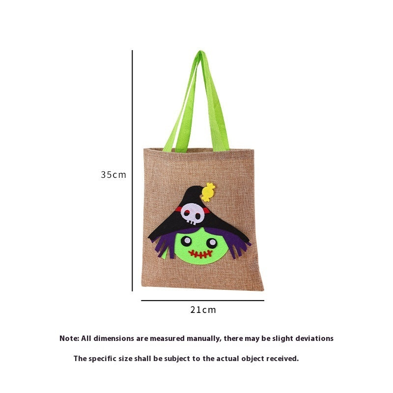 Halloween Pumpkin Design Burlap Handbag – Eco-Friendly Rustic Fall Tote for Halloween - SKY SUPPLYIFY 