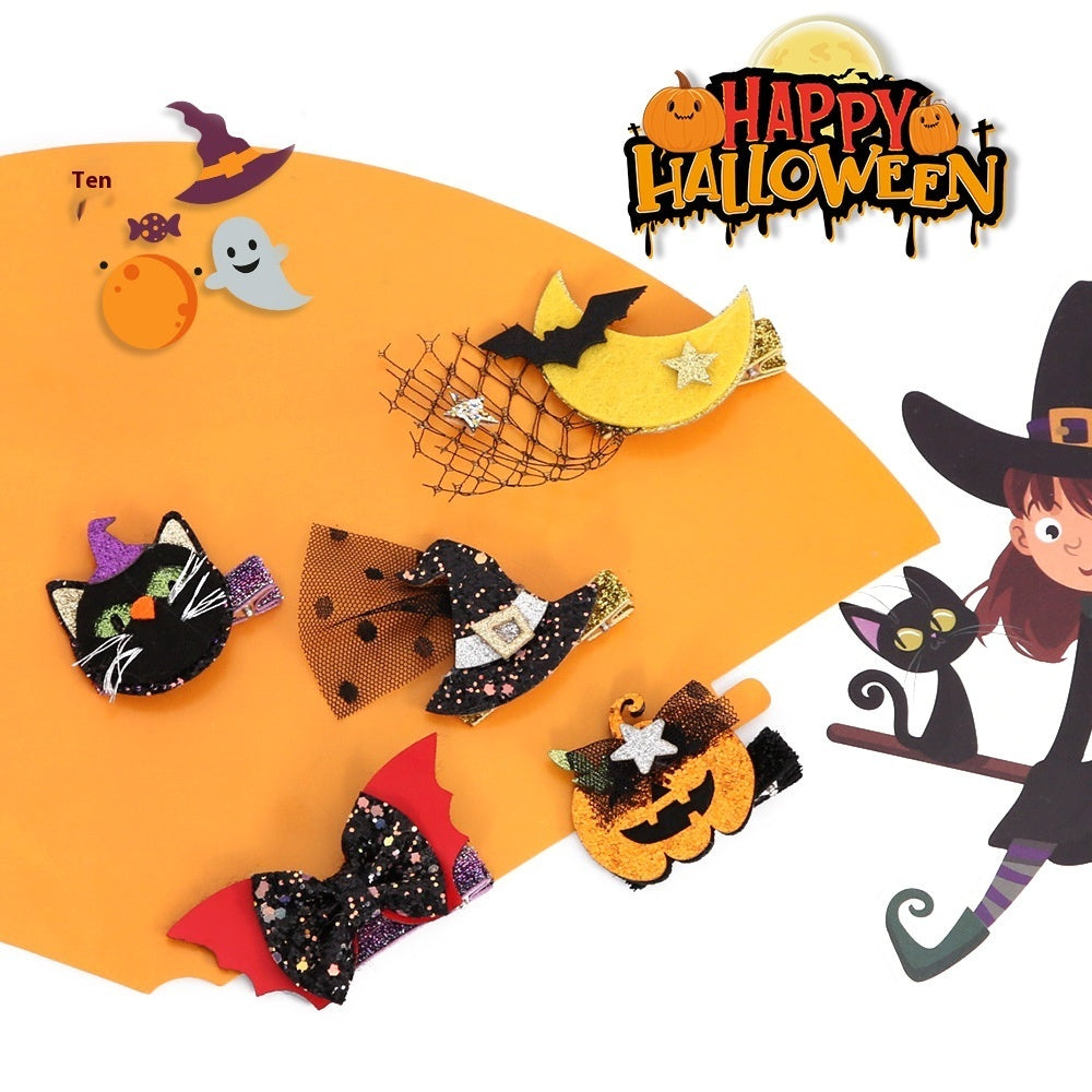 Pumpkin Bow Hair Clip – Halloween Headdress Barrette Accessory - SKY SUPPLYIFY 
