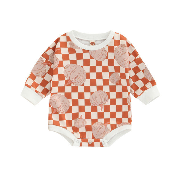 Baby Halloween Pumpkin Romper – Cute Fall Bodysuit with Pumpkin Print - SKY SUPPLYIFY 