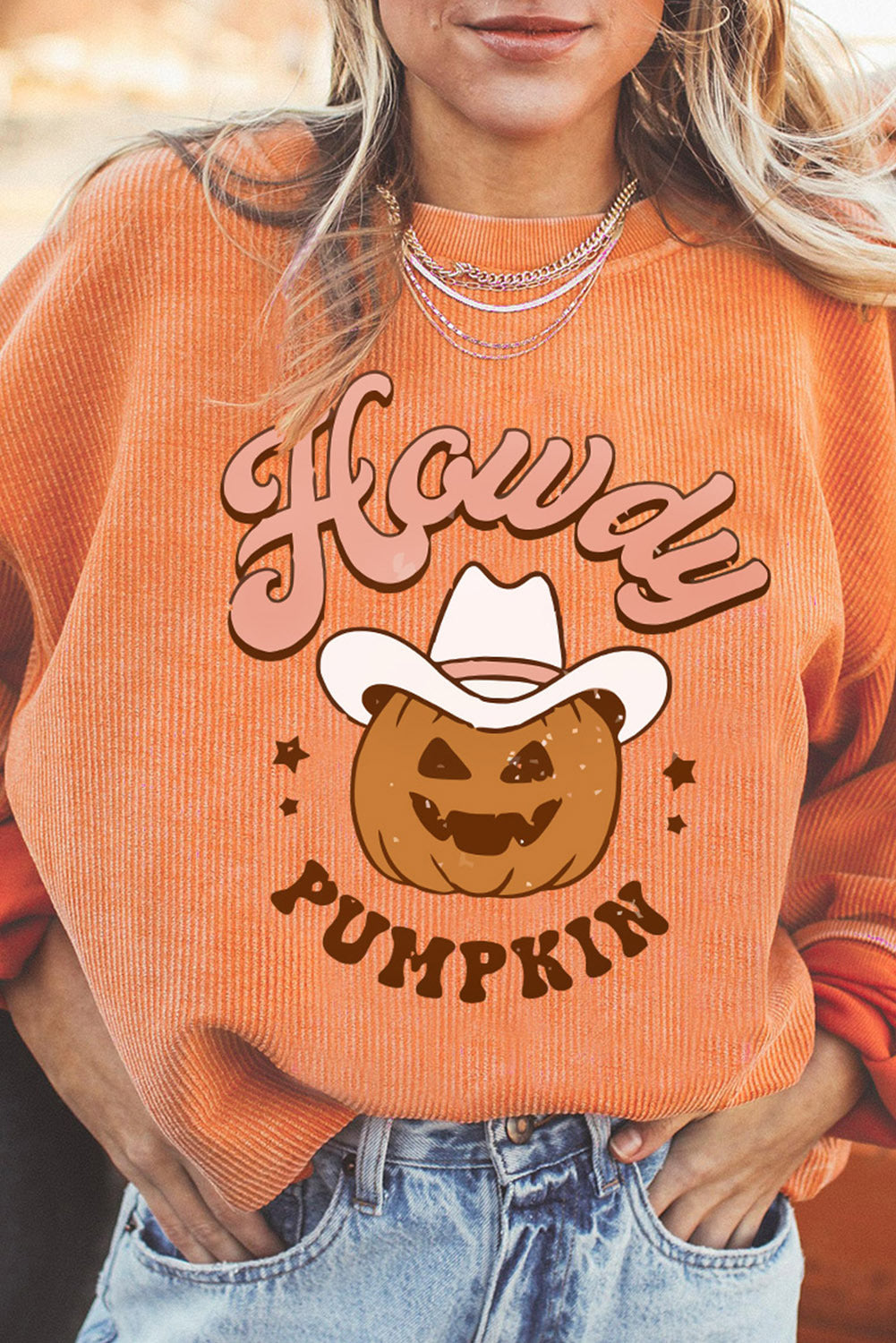 Women’s Fashion Halloween Sweater – Pumpkin Head Design Cozy Fall Pullover - SKY SUPPLYIFY 